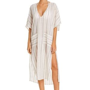 Eberjey Boho caftan striped swim cover with pockets s/m